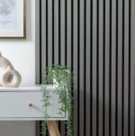 Panou riflaj decorativ acustic gri deschis 100×275 cm