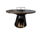 Gratar rotund cu plita1000 mm, H 950 mm cu blat de lemn, grosime plita 10 mm