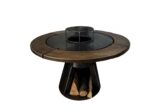 Gratar rotund cu plita1000 mm, H 950 mm cu blat de lemn, grosime plita 10 mm - imagine 2