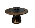 Gratar gradina con cu plita rotunda 650 mm, H 900 mm cu blat de lemn, grosime plita 10 mm - imagine 2