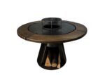 Gratar rotund cu plita 850 mm, H 950 mm cu blat de lemn, grosime plita 10 mm - imagine 2
