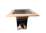 Gratar gradina cu plita patrata cu blat de lemn, Gratar cu plita patrata 750x750 mm, H 950 mm, tabla 10mm